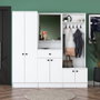 Hanah Home M2 - 1558 Pie de Recibidor Escandinavo Blanco con Cajón y Espejo 179.4x182.8x37.3 cm